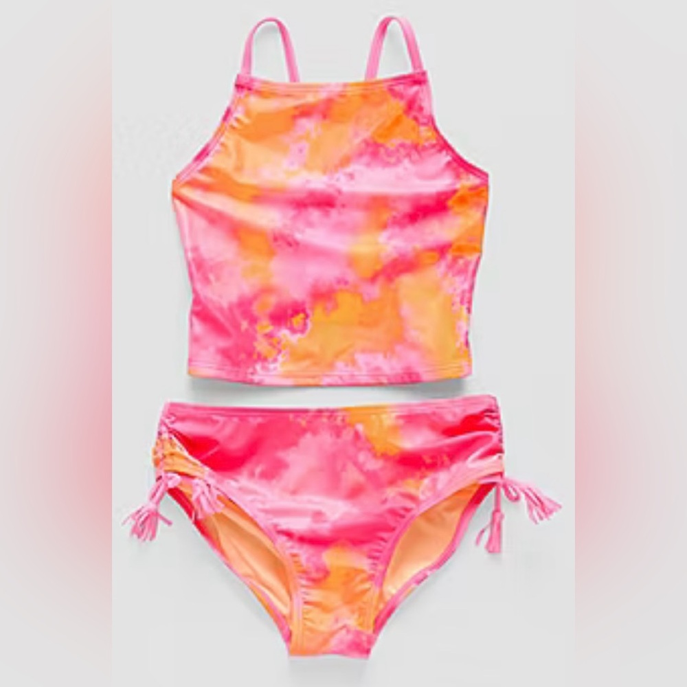 Thereabouts Girls Creamsicle Tie Dye Tankini Set NWT Size S 7/8